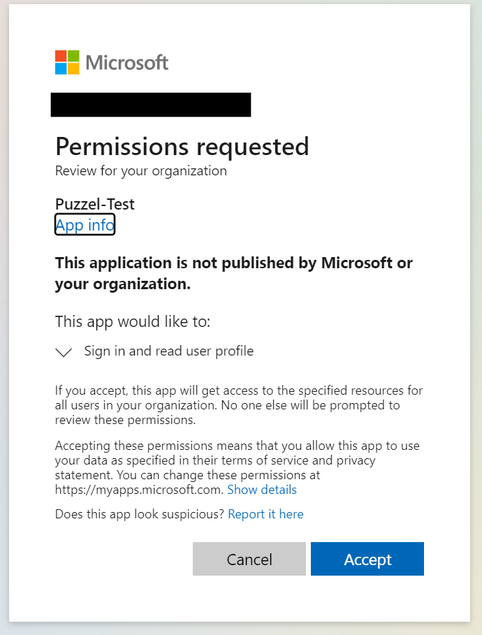 Permissions requested