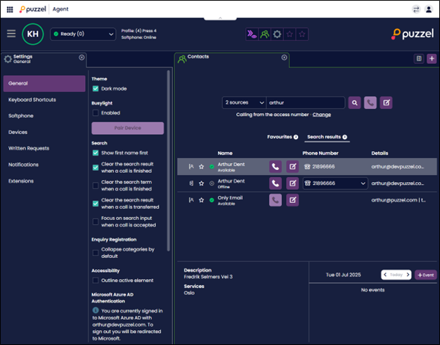 Example screenshot of Dark mode