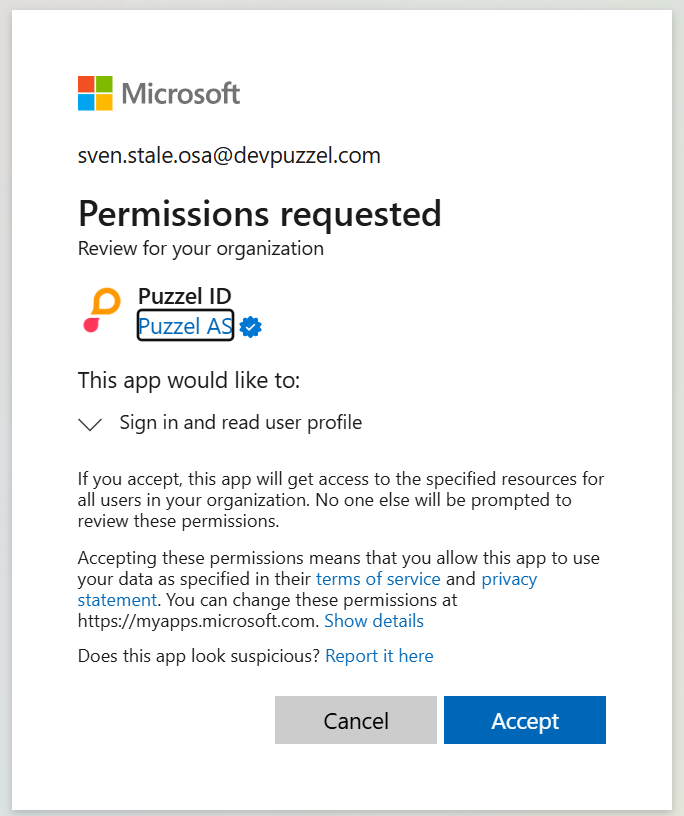 Permissions requested