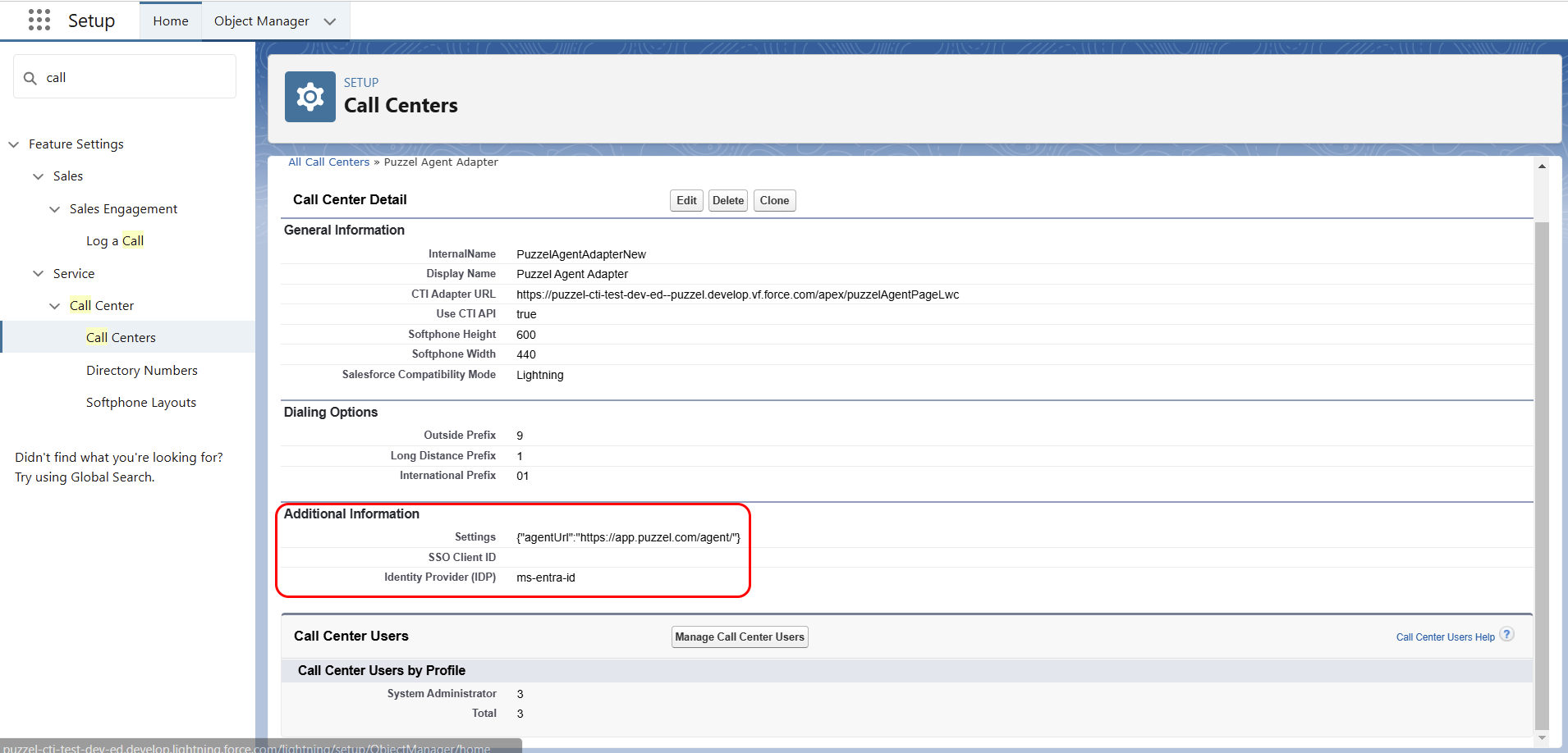 Salesforce settings page