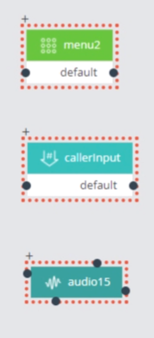 Screenshot of three Call Flow Tool (CFT) modules - callerInput, Menu and Audio