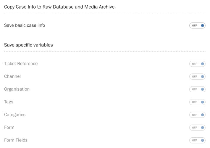 Case case info to Media Archive settings