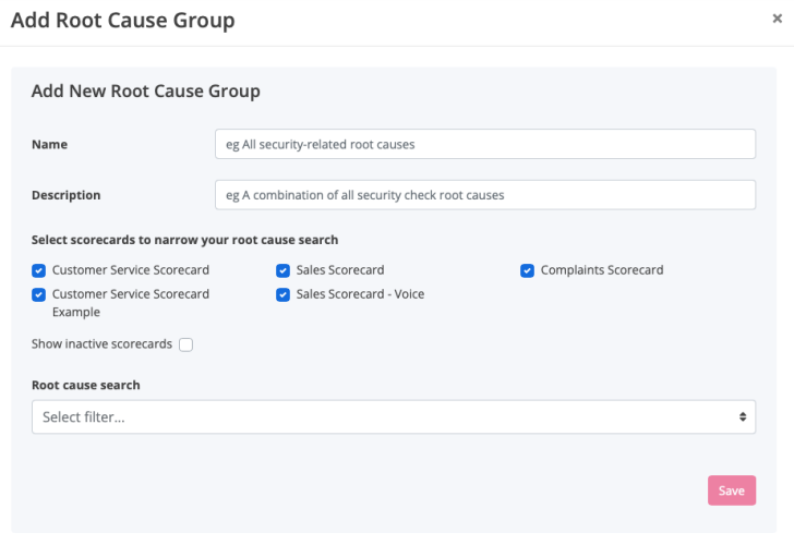 Puzzel QA, Root cause groups creation