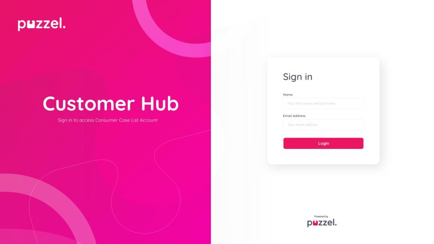 Puzzel Customer Hub Sign in page