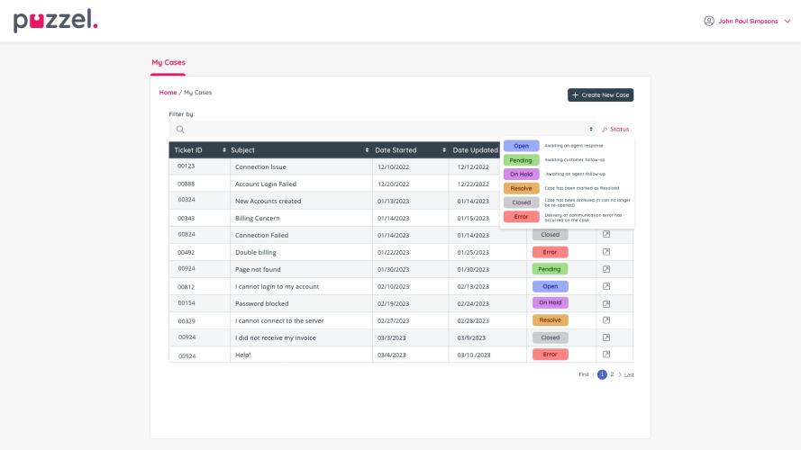 Customer hub status key