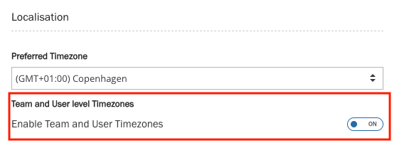 team and user timezone setting